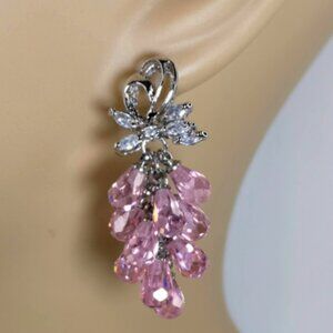 Glass bead Rhinestones romantic Grape Dangle earrings Nwot